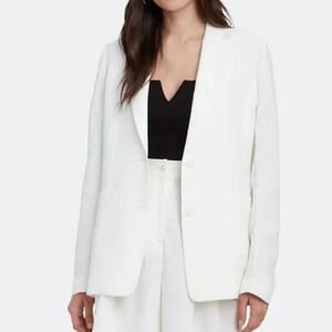 The Author White Linen Blend Le Single Relaxed Fit Blazer Jacket Sz S NWT